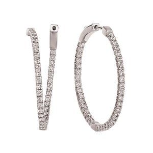2.00 Carat Natural Diamond Hoop Flexible Earrings G SI 14K White Gold
